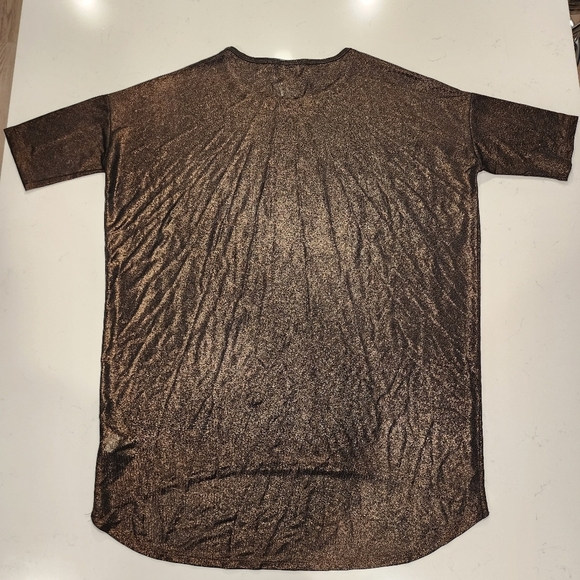 Lularoe Elegance Collection Irma Copper Black Shimmer Top Women's Small S EUC - Picture 2 of 7